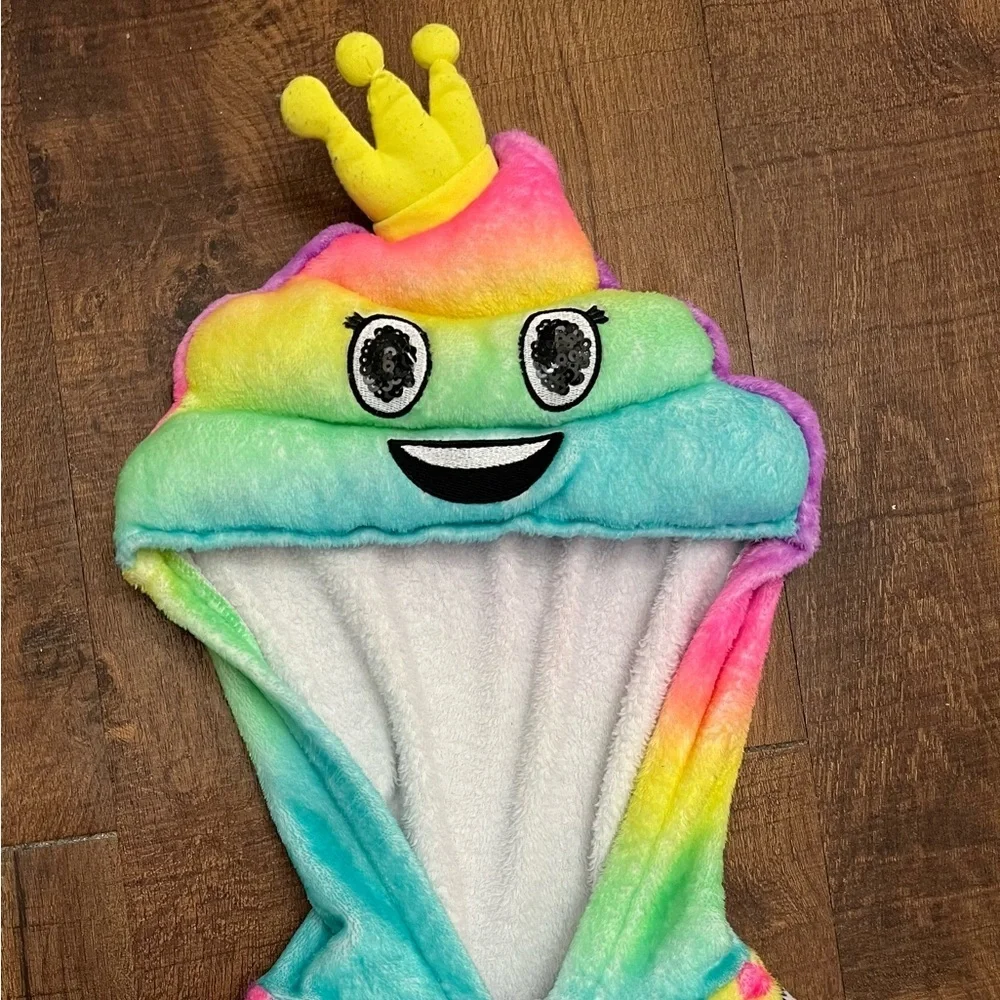 Justice girls poop emoji hooded pajamas Sz 10